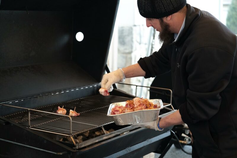 Bacon Wrapped Scallops on a Meadow Creek Pig Roaster